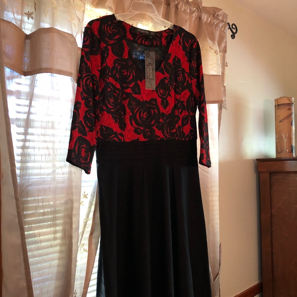 Red and black dress
